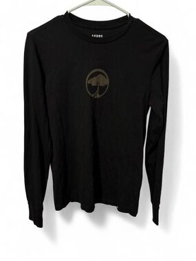 Arbor Black Long-Sleeve Crew with Subtle Chest Emblem